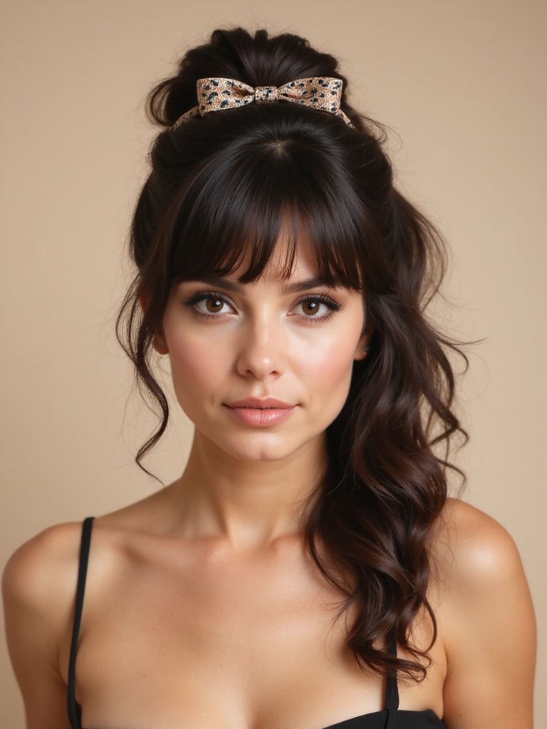 romantic ribbon tied half updo