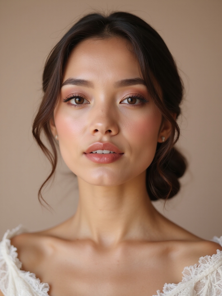 romantic rose toned bridal makeup