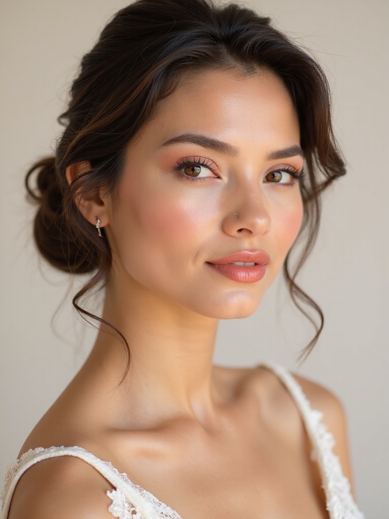 romantic rosy bridal makeup