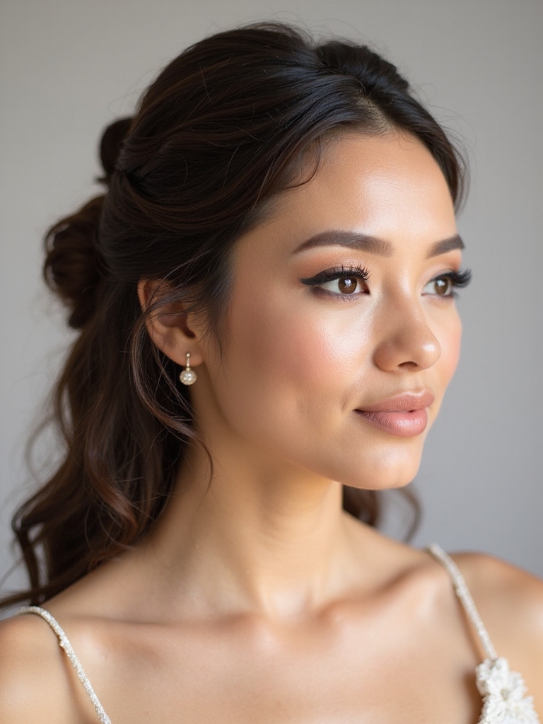 romantic twisted half up style