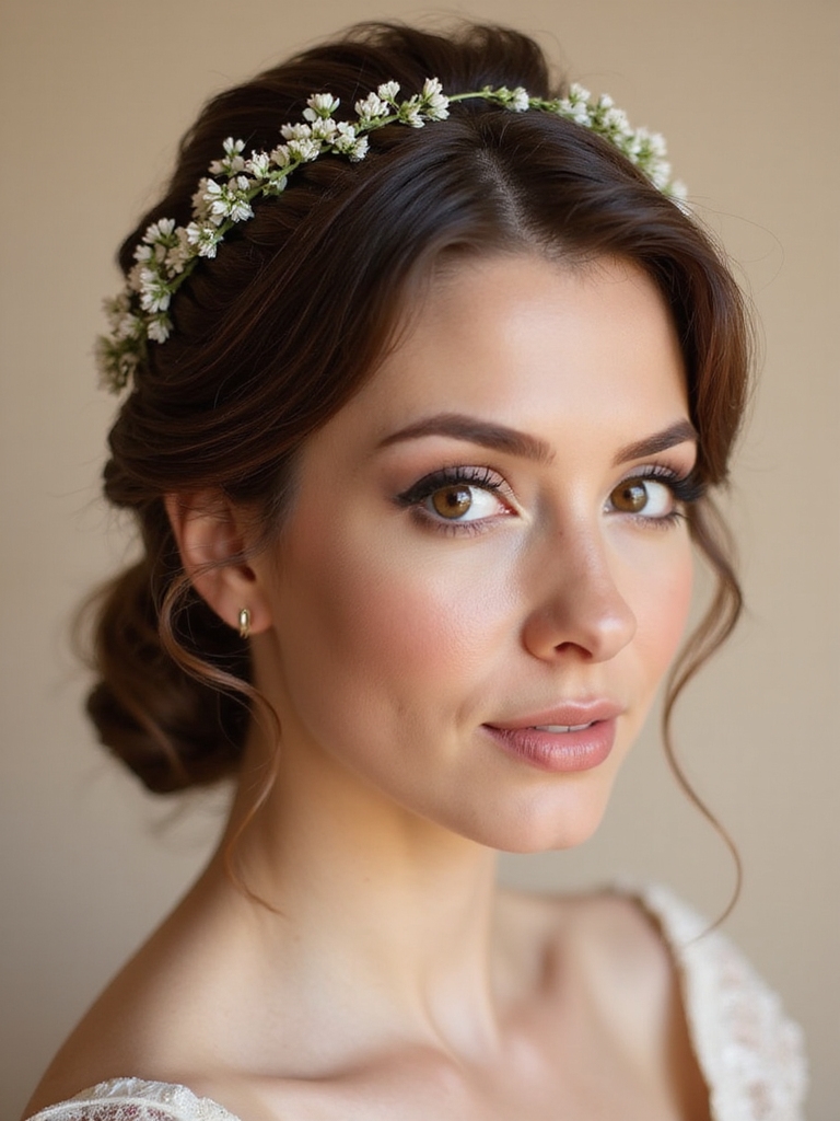 side swept braid with florals