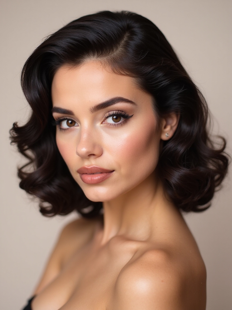 side swept hollywood wedding waves