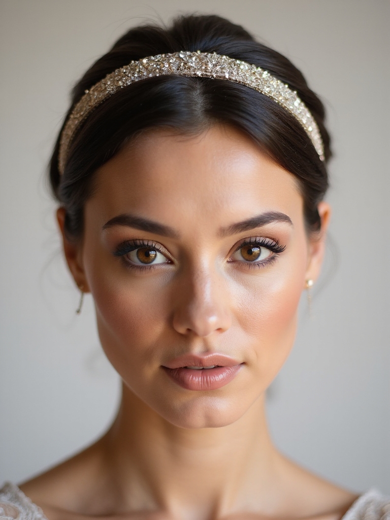 sleek bob with metallic headband