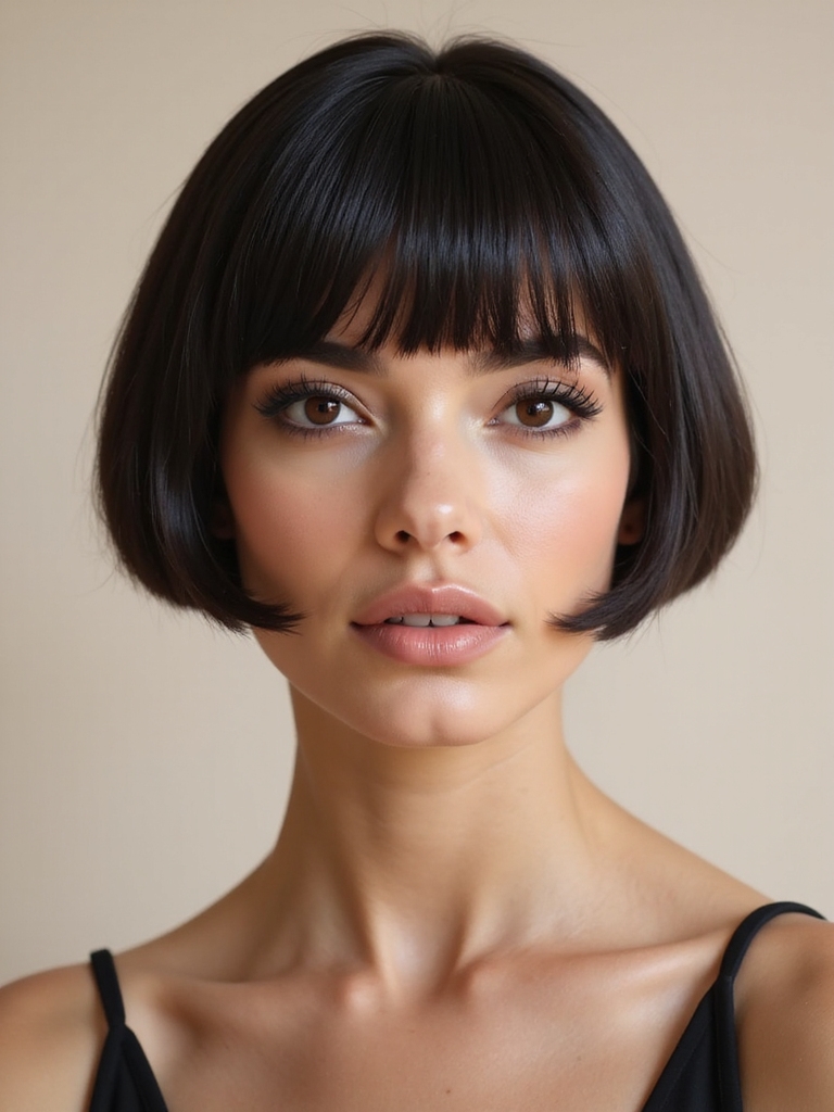 sleek bob with side part