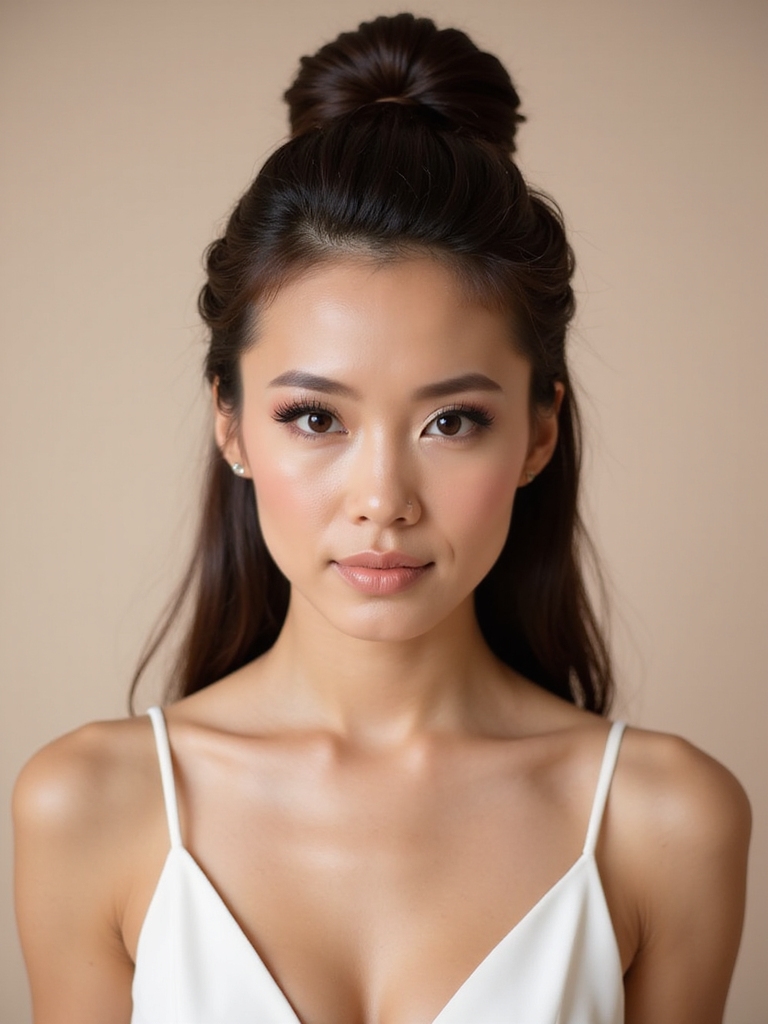sleek half up bun