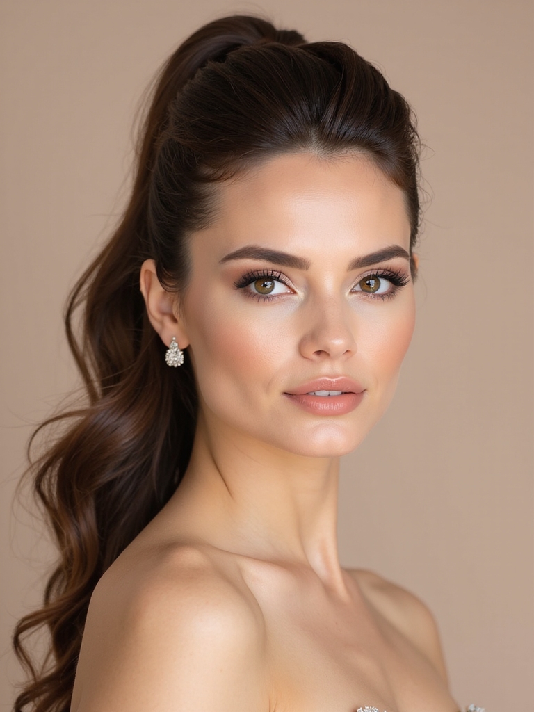 sleek modern bridal ponytail