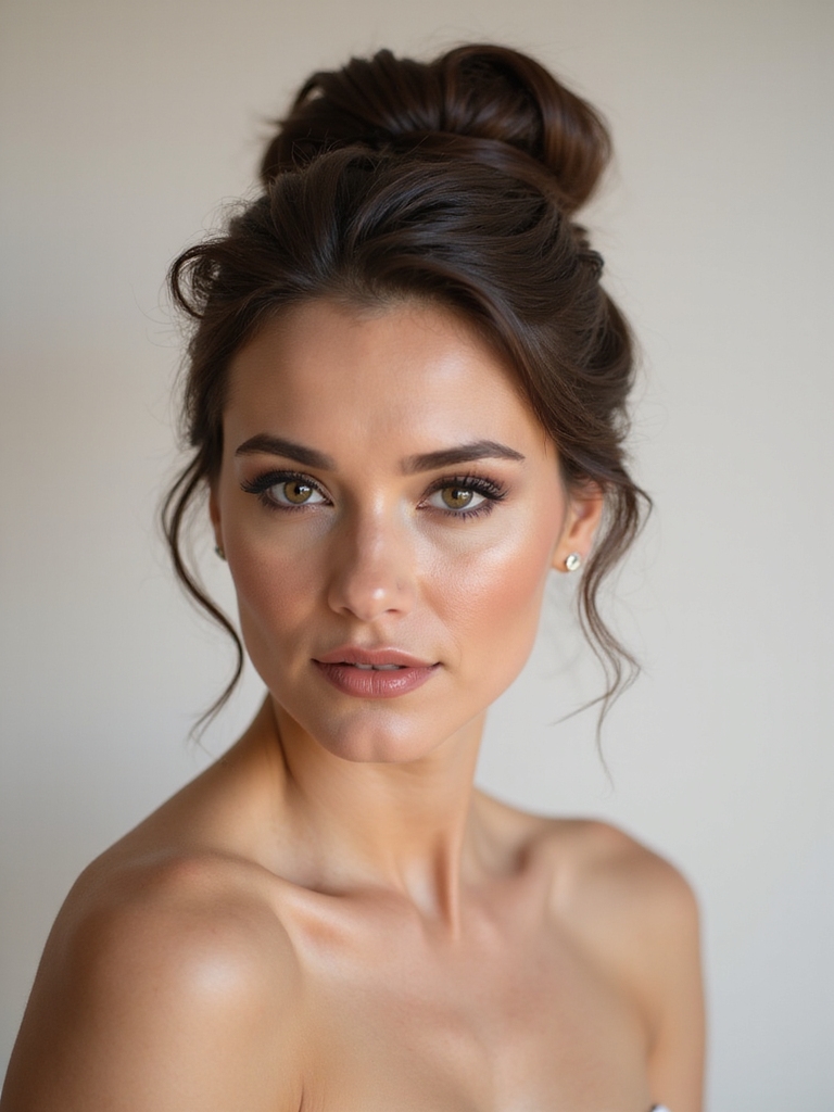 sleek updo bold makeup
