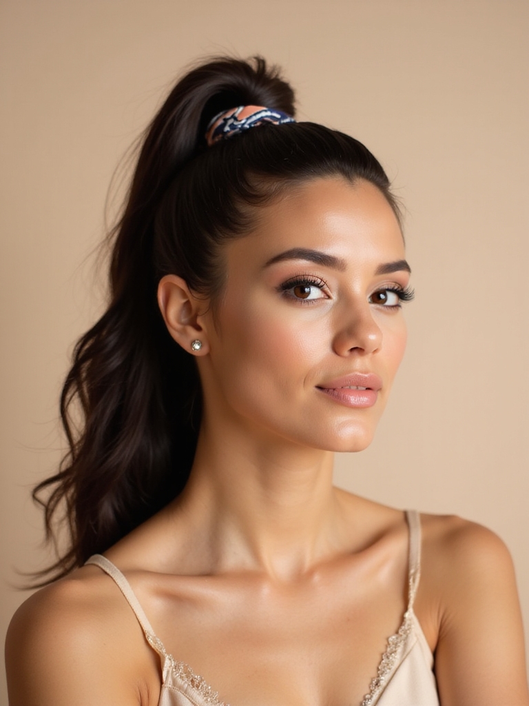 sleek wrapped ponytail style