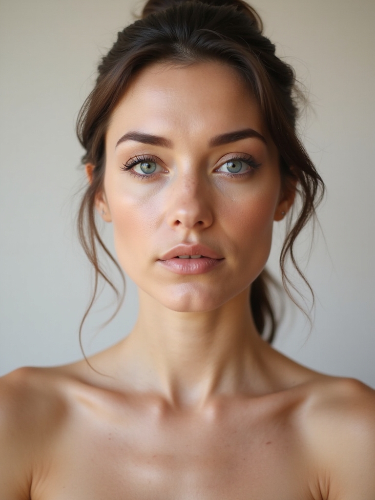 soft beige enhances blue eyes