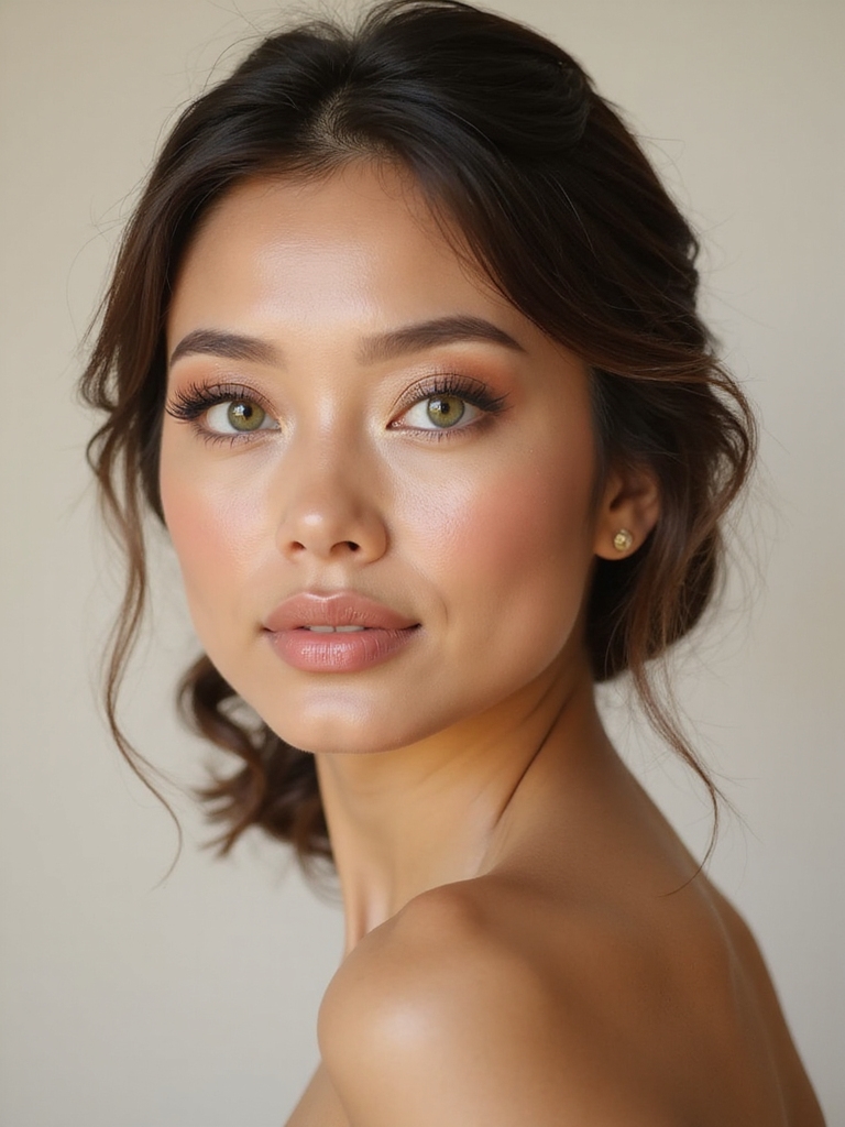 subtle shimmers enhance green eyes
