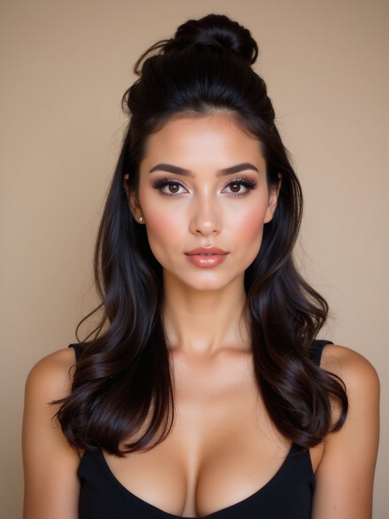 teased crown half up style