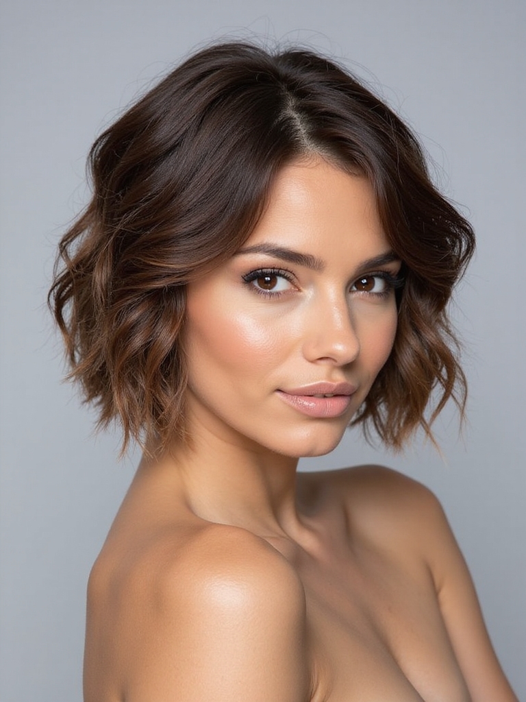 textured bob with beach waves