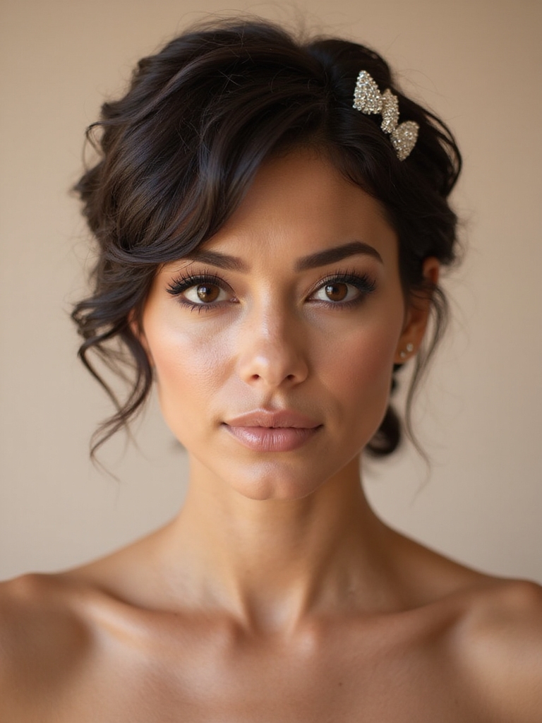 textured crop with barrettes
