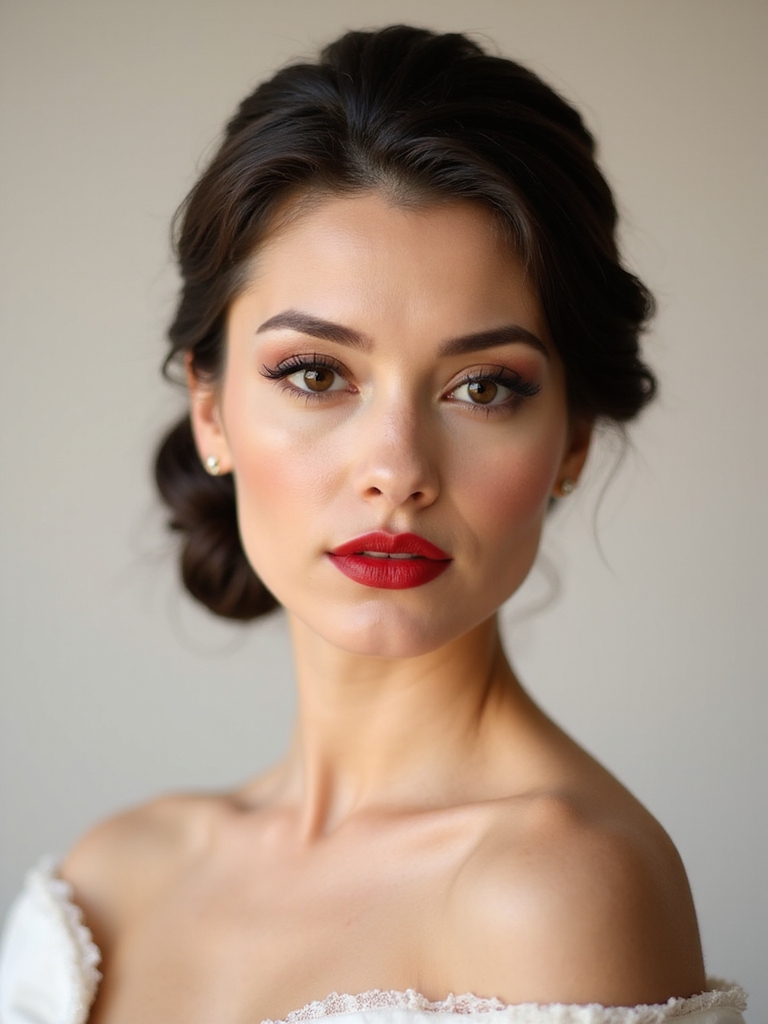 timeless chignon and red lips