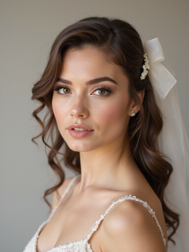vintage half up loose curls