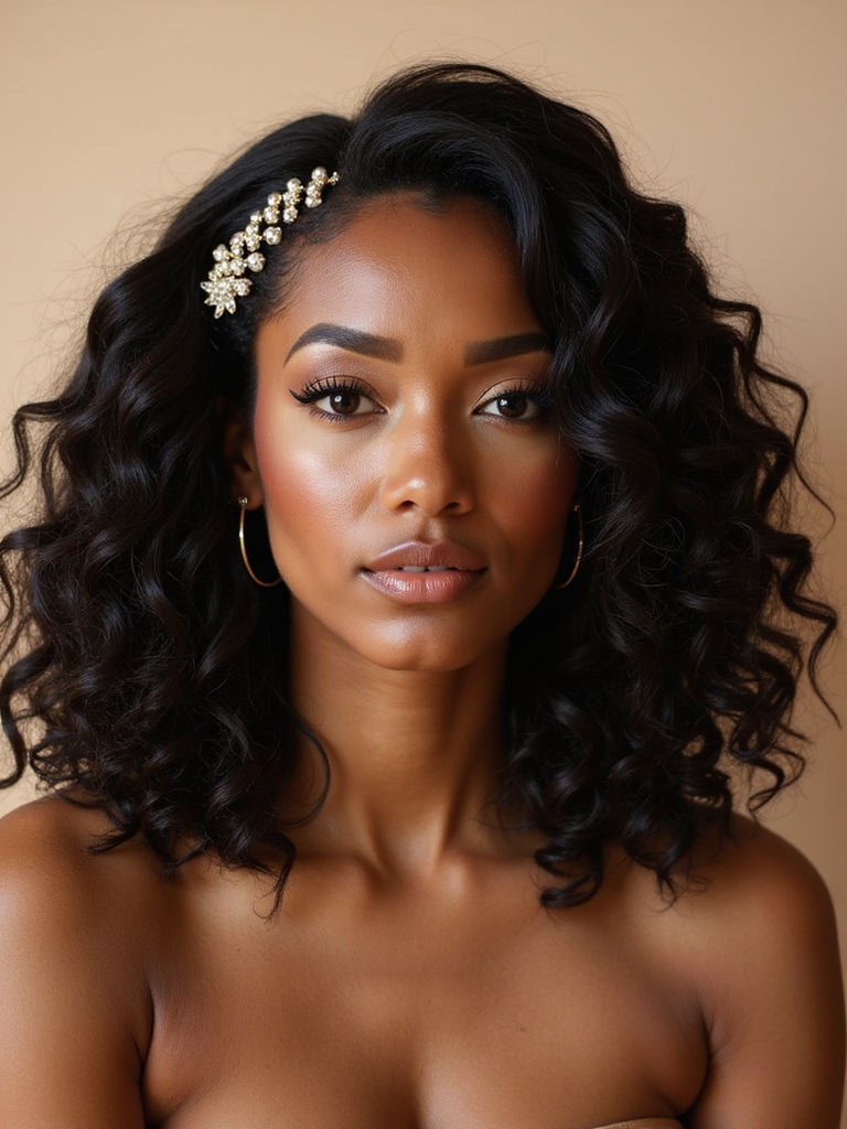 voluminous curls beaded elegance