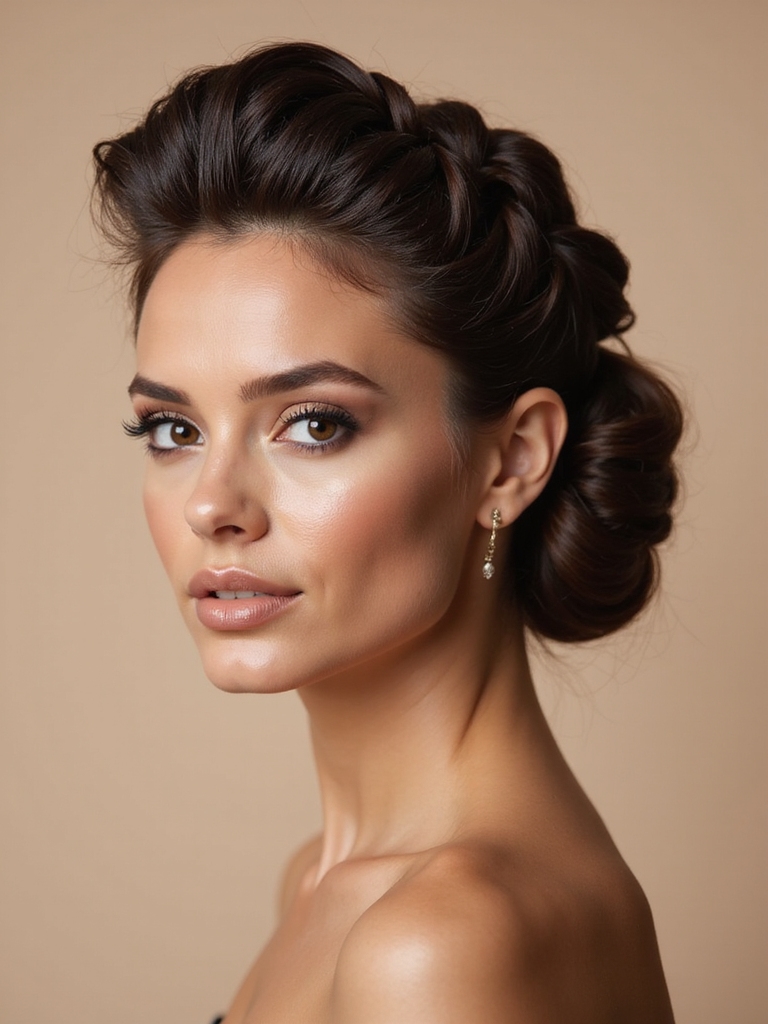 voluminous half up braided bun