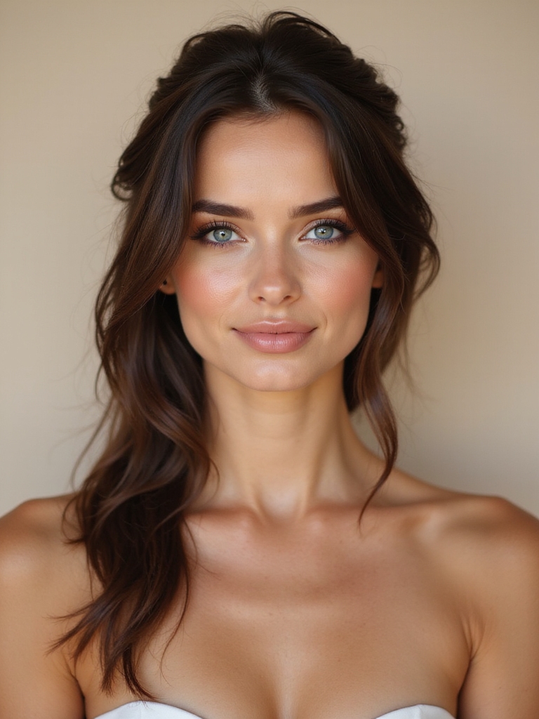 warm bronze enhances blue eyes