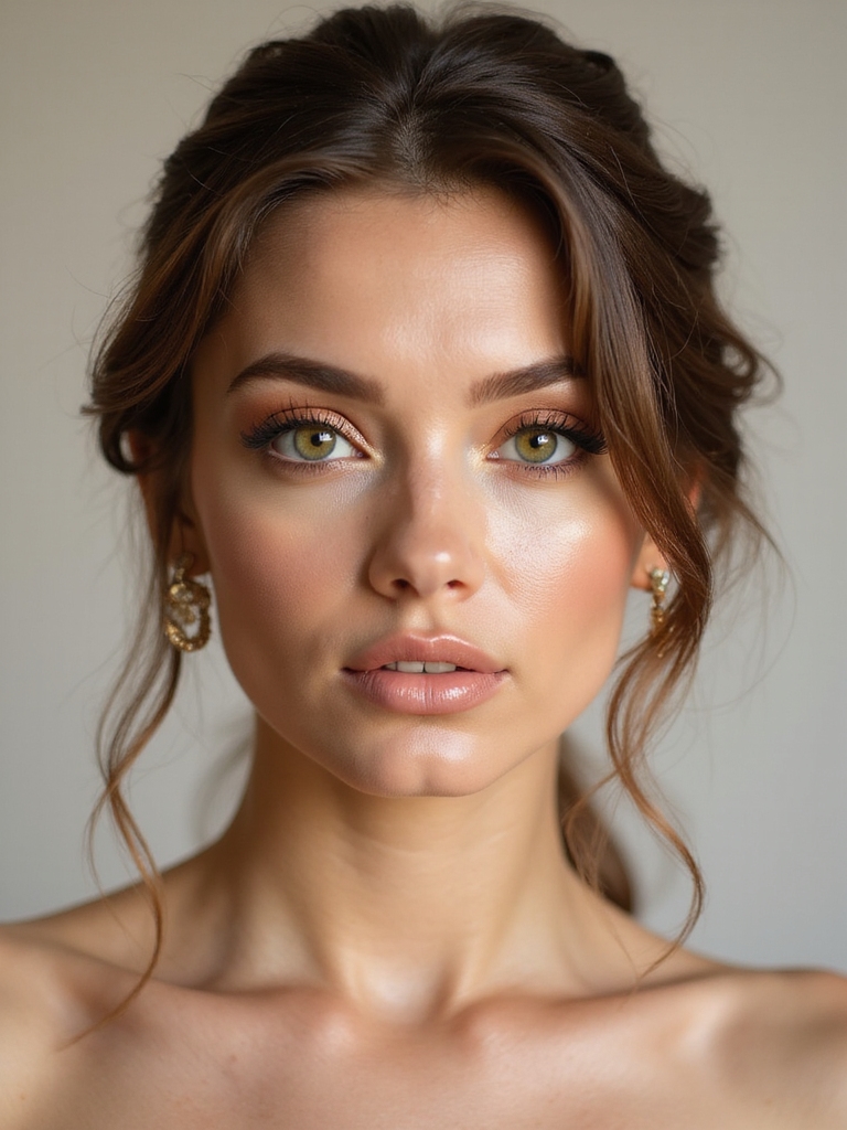 warm browns enhance green eyes