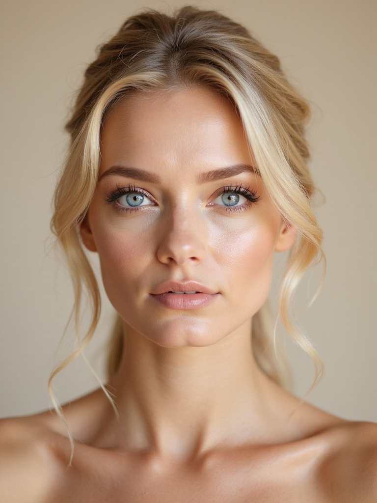 warm neutrals enhance blue eyes