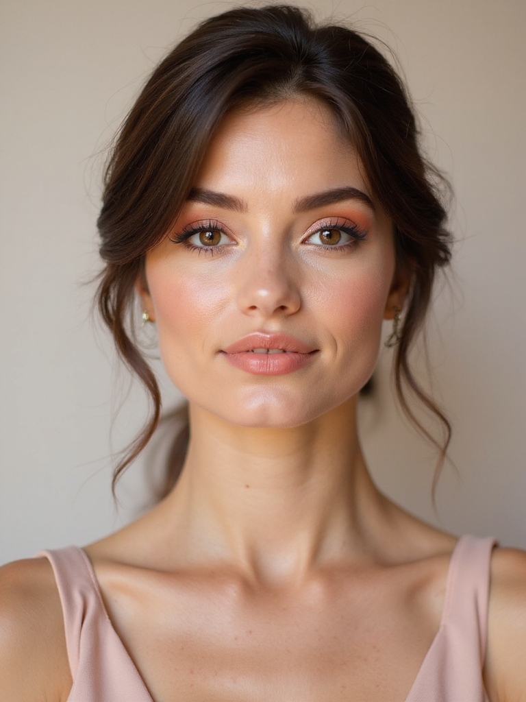 warm peach coral bridesmaid makeup