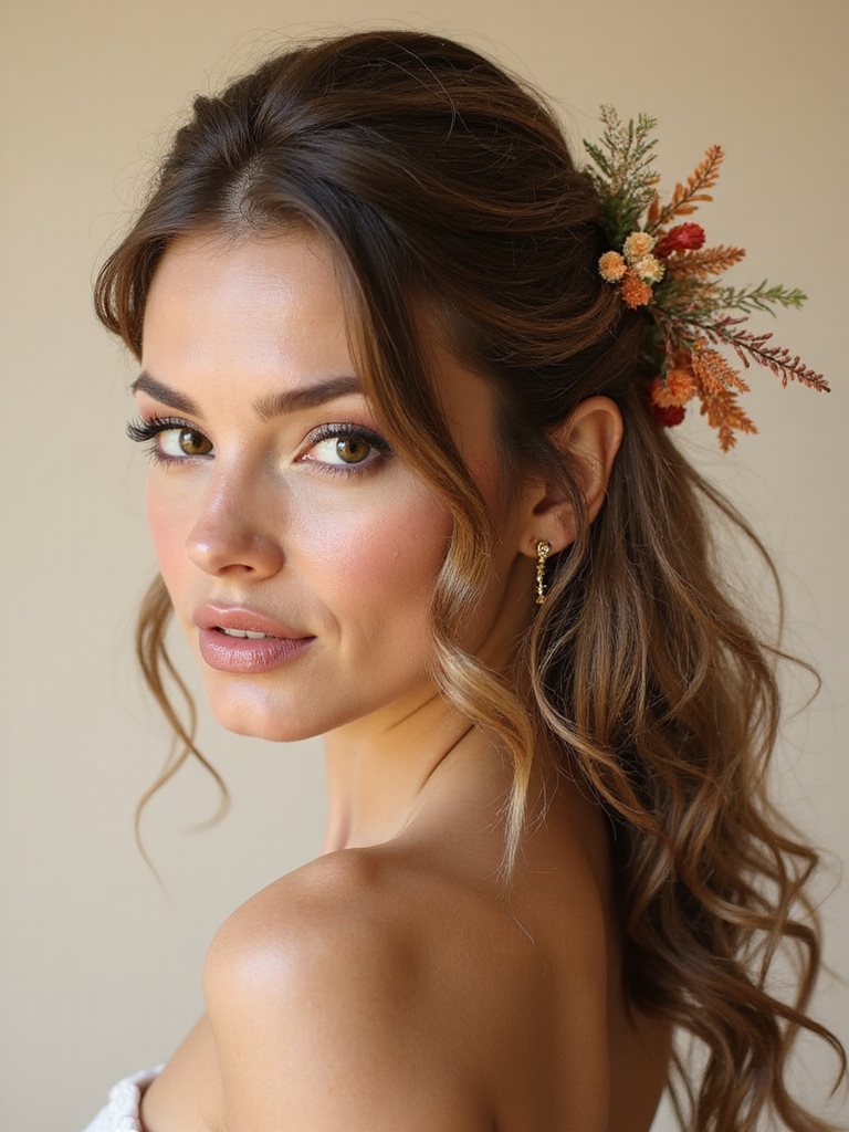 wildflowers in textured braid